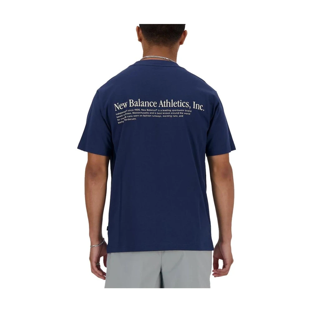 New Balance Blauw Katoenen Ronde Hals T-shirt Blue Heren