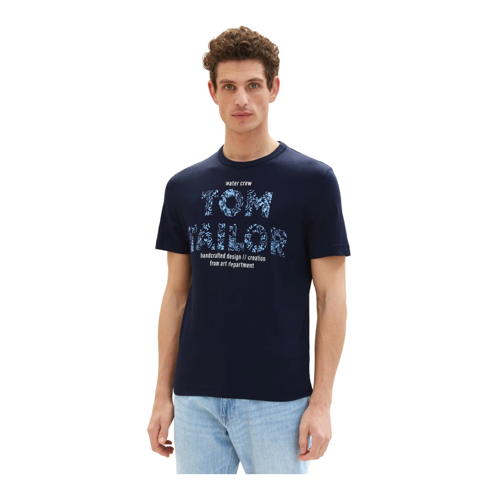 Tom Tailor Gestippeld T-shirt met borstzak Blue Heren