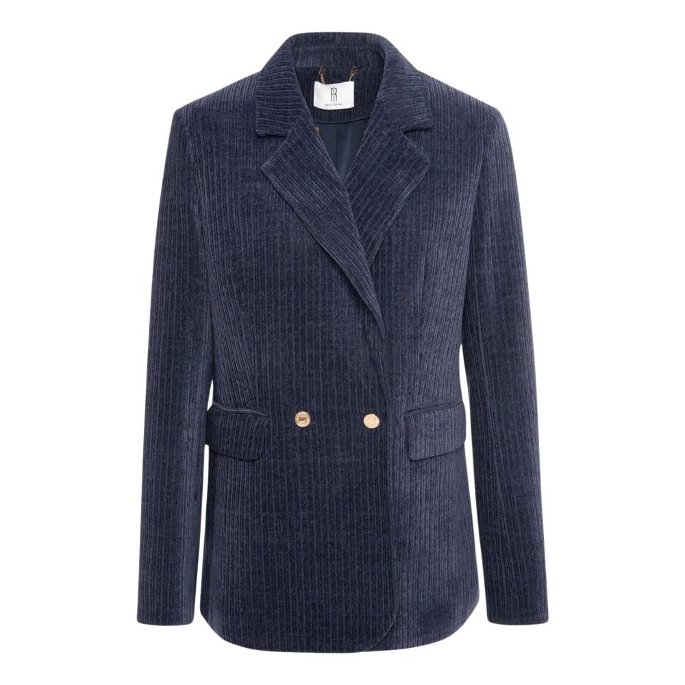 Fracomina Donna Blu - Blazer Lungo In Velluto - Jackets - M