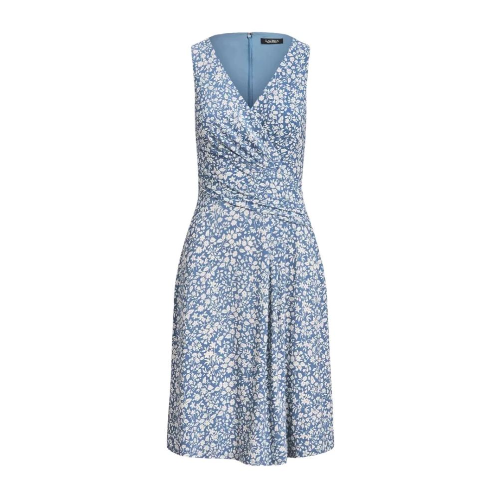 Ralph Lauren Bloemen Mouwloze Jurk Blue Dames