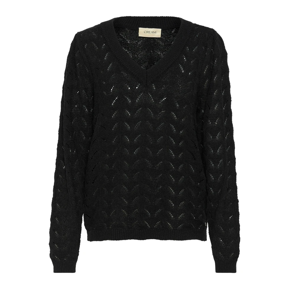 Cream Zwart Gebreide Pullover Sweater Black Dames