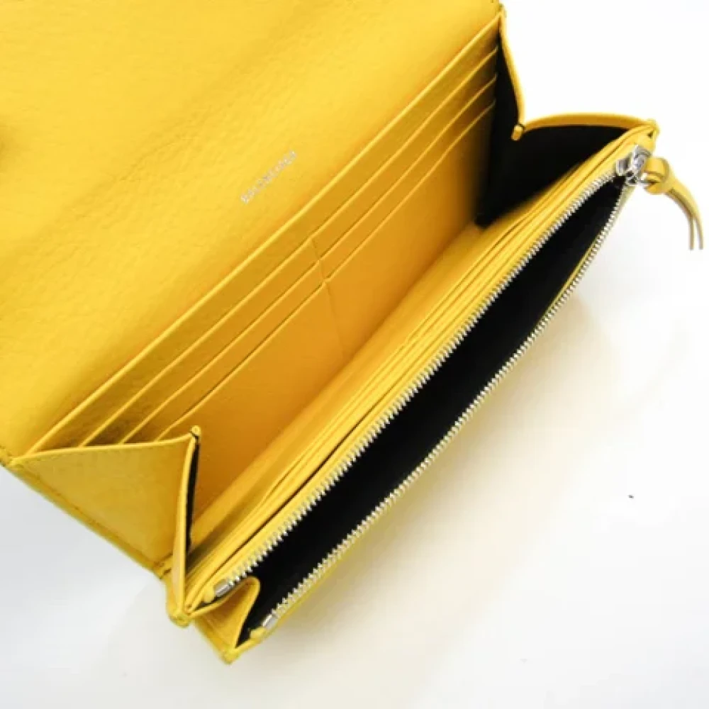 Balenciaga Vintage Gele Leren Balenciaga Portemonnee Yellow Dames