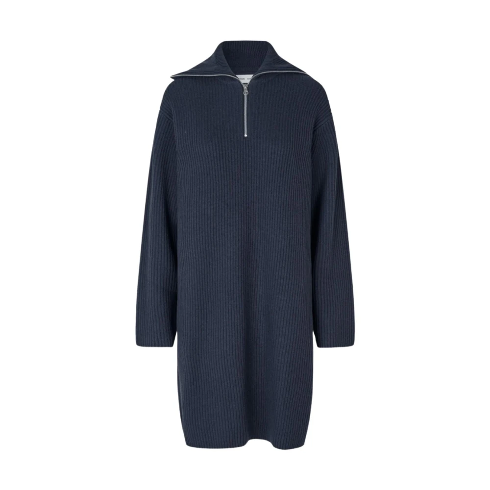 Samsøe Wollen Midi Jurk met Rits Blue Dames