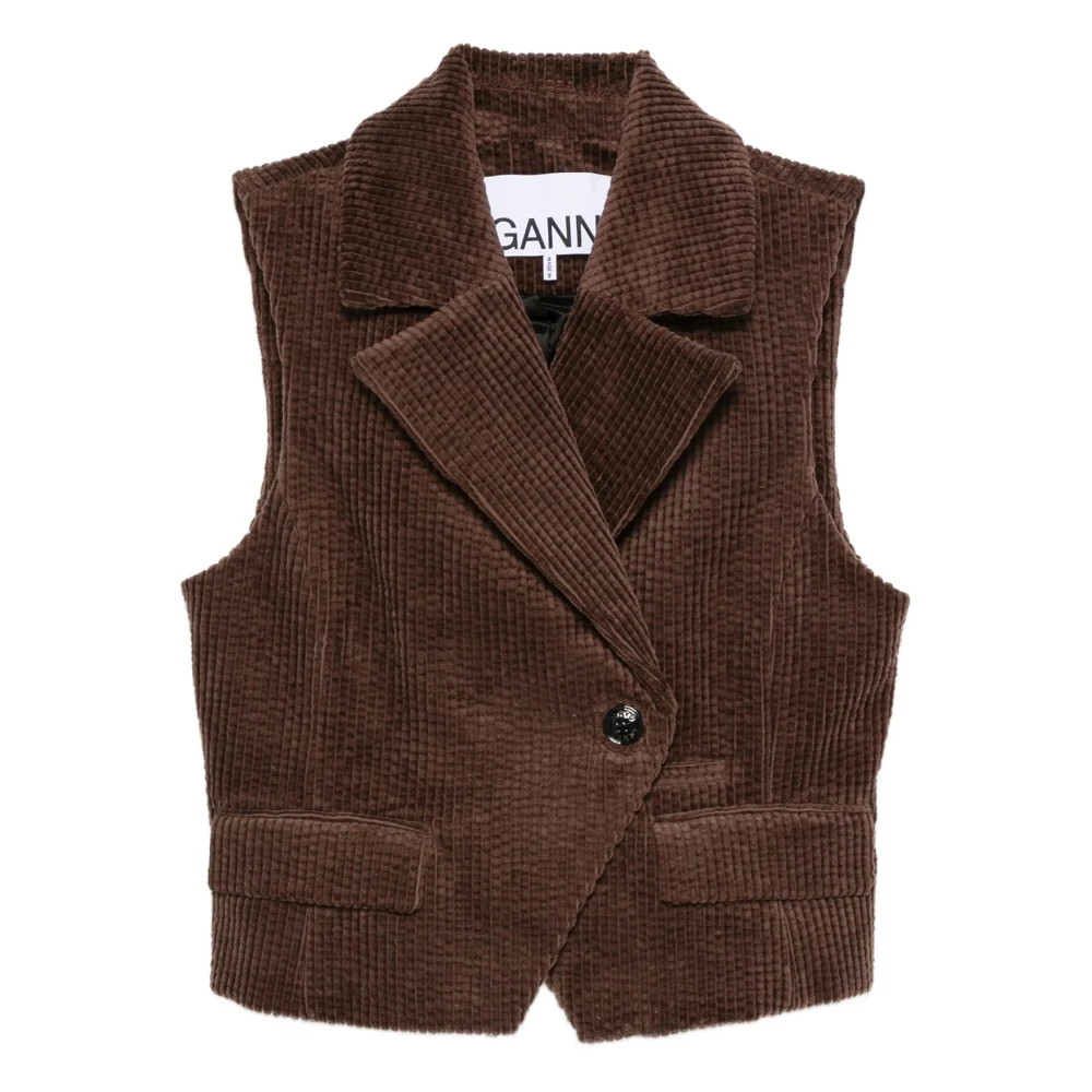 Ganni Jackets Brown - Female - Waistcoats - Brown - M - Jackets