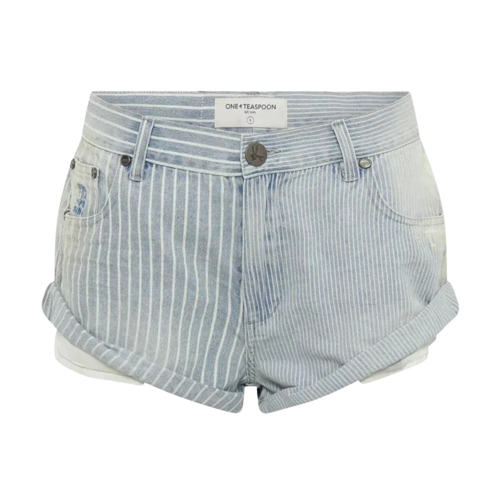 One Teaspoon Gestreepte Shorts met Lage Taille Blue Dames