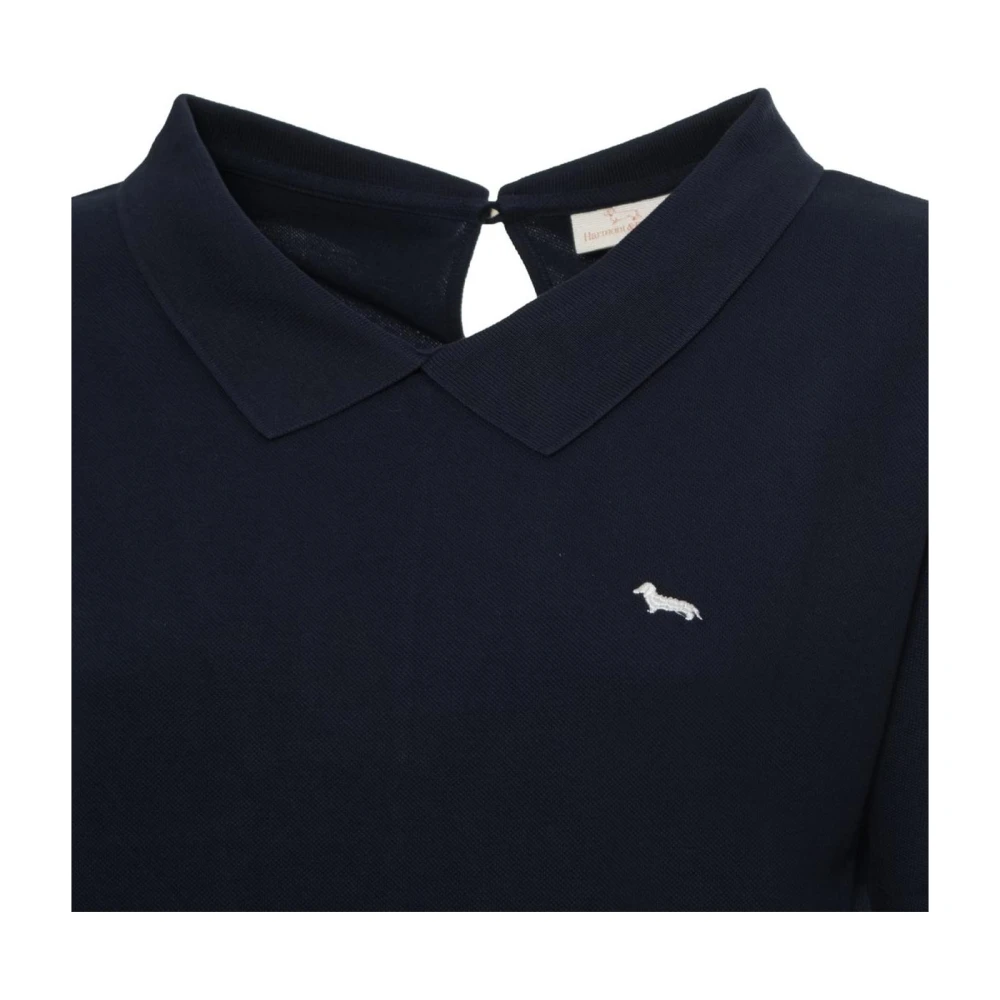 Harmont & Blaine Top met kraag en korte mouwen Blue Dames