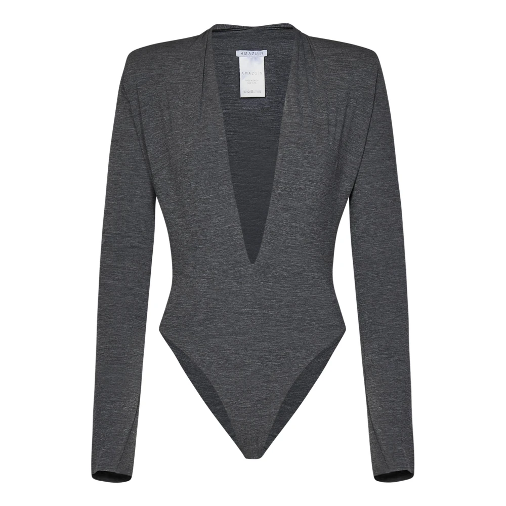 Amazuin Grijze V-hals Top voor Vrouwen Gray Dames