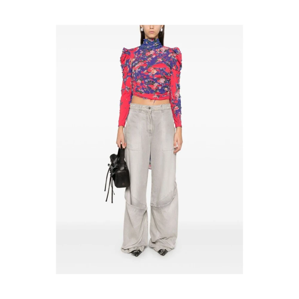 Diesel Bloemenprint Asymmetrische Cowl Neck Blouse Multicolor Dames