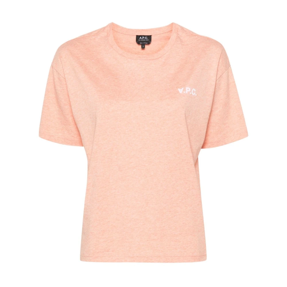 A.p.c. Nieuw Ava Flocked Logo T-Shirt Orange Dames