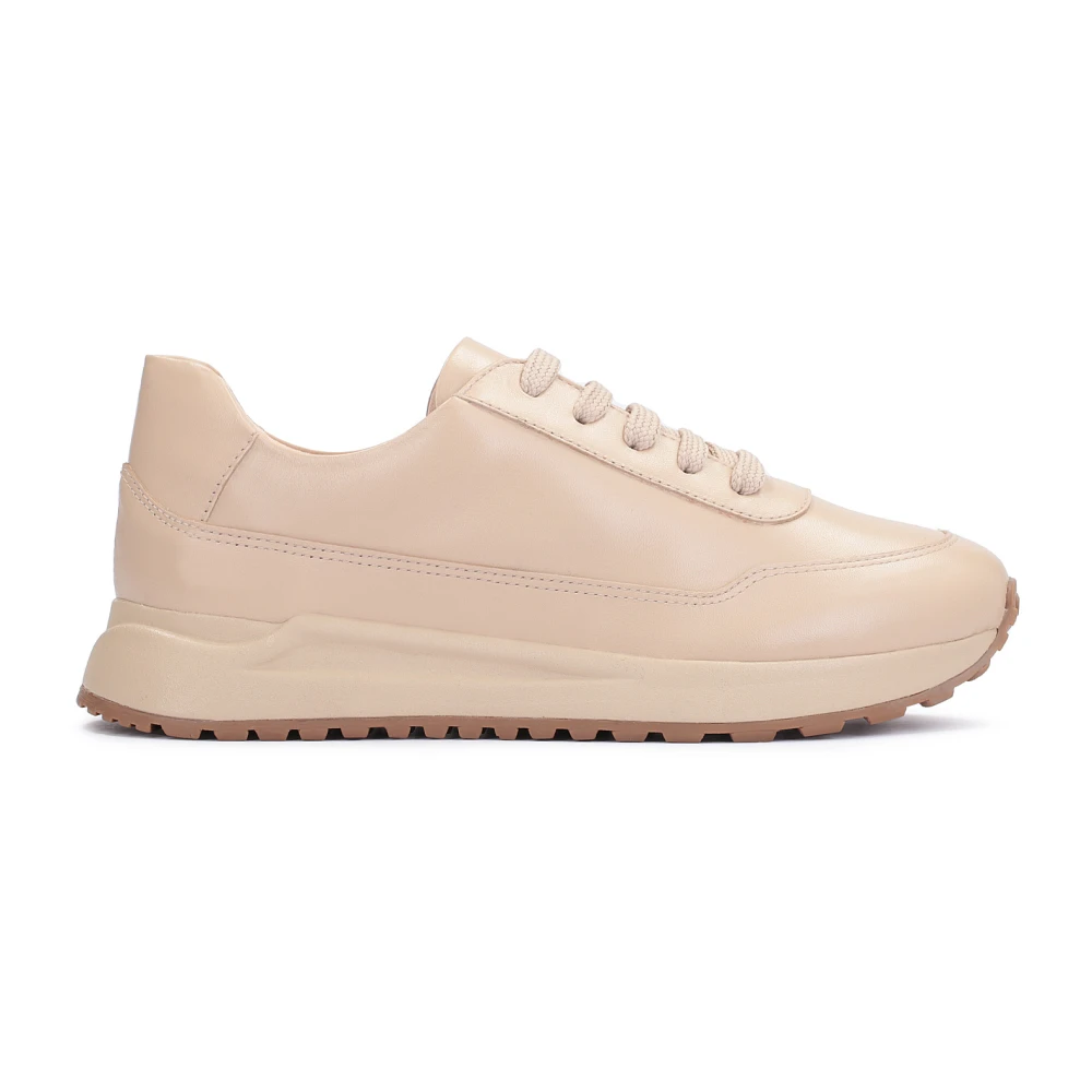 Kazar Dames lichtbeige leren sneakers Dames Schoenen