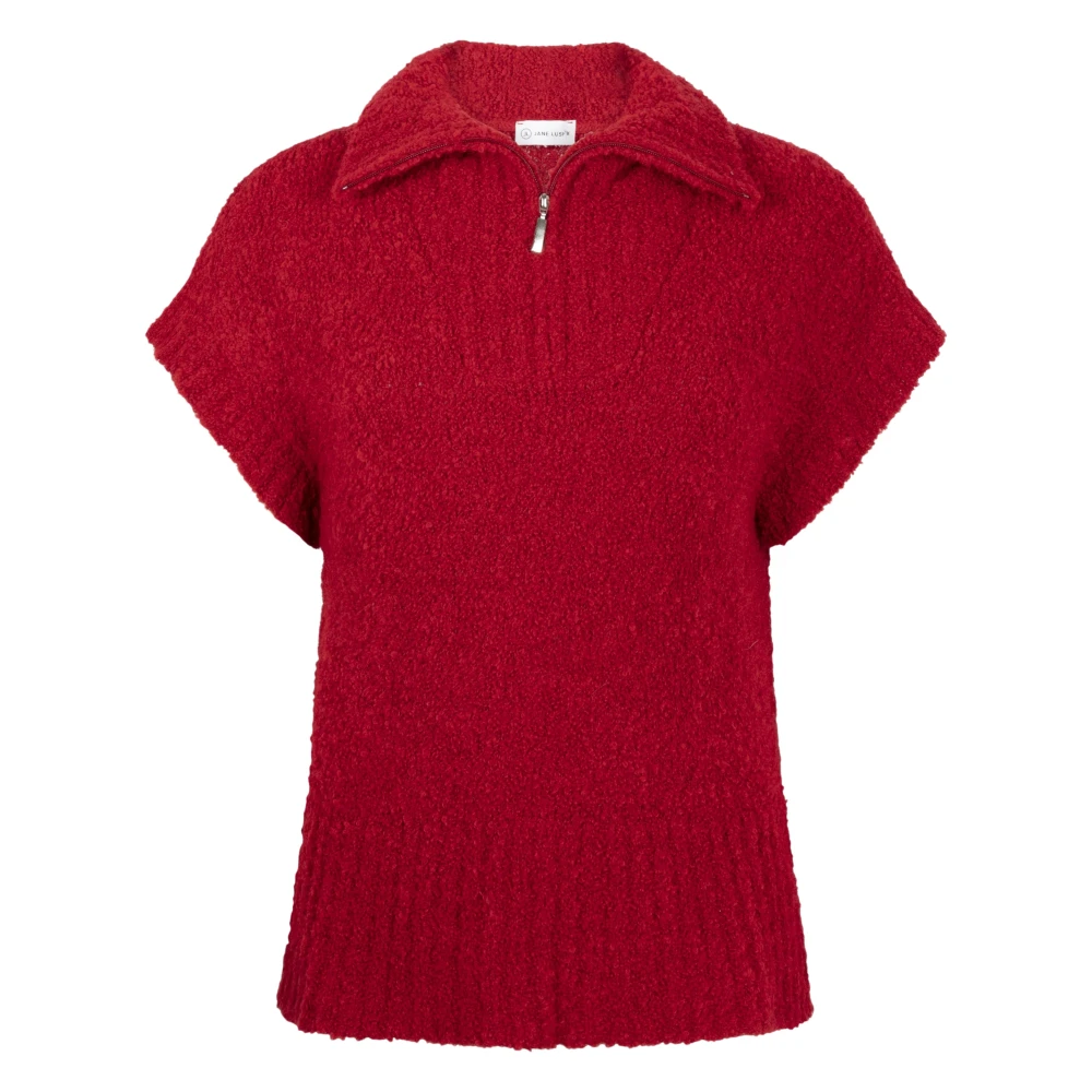 Jane Lushka Rode Teddy Vest | Boucle Effect Design Red Dames