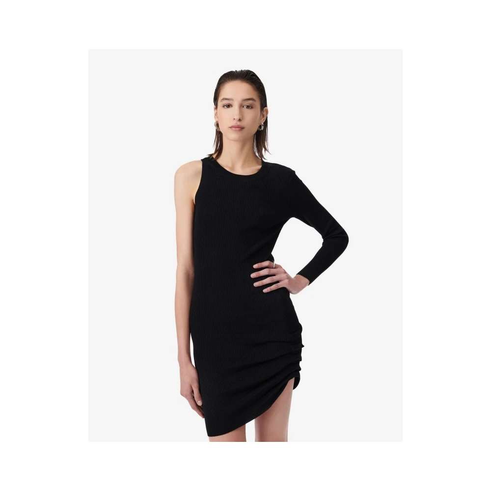 IRO Asymmetrische Zwarte Gebreide Jurk Aurora Black Dames