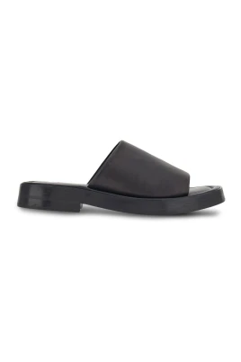 Svarta Läder Crossover Sandaler