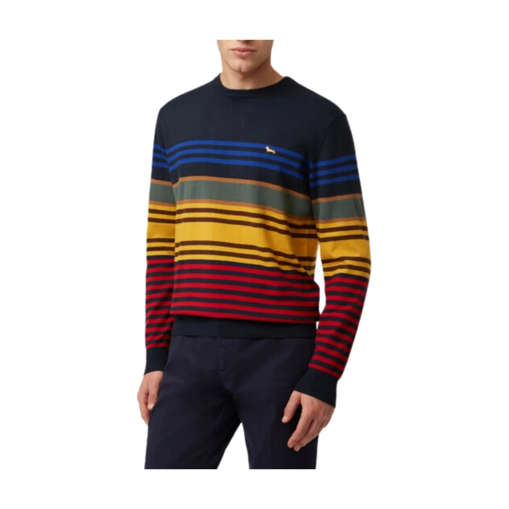 Harmont & Blaine Gestreepte Crew-Neck Trui Blue Heren