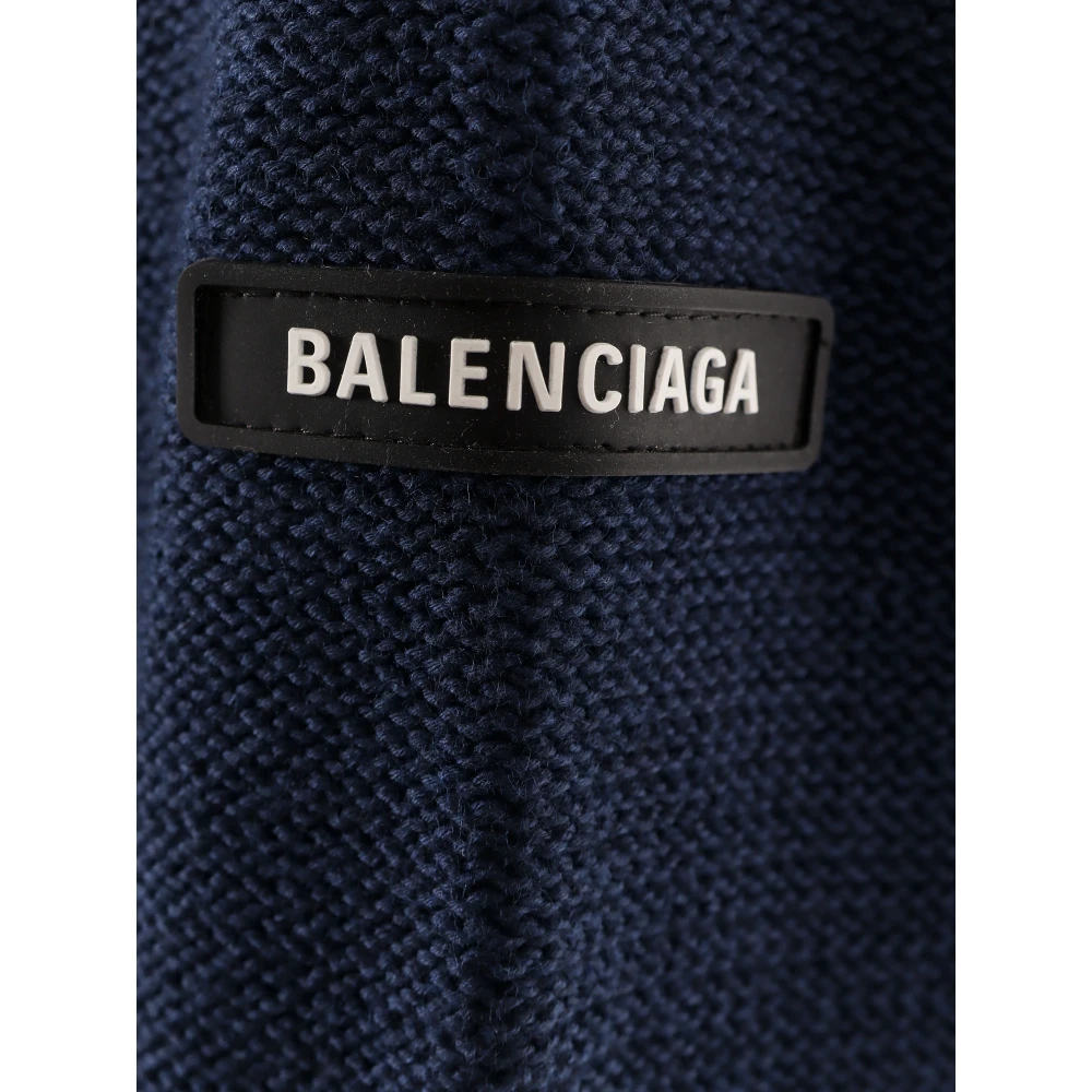 Balenciaga Katoenen Gebreide Sweatshirt met Overhemd Detail Blue Heren