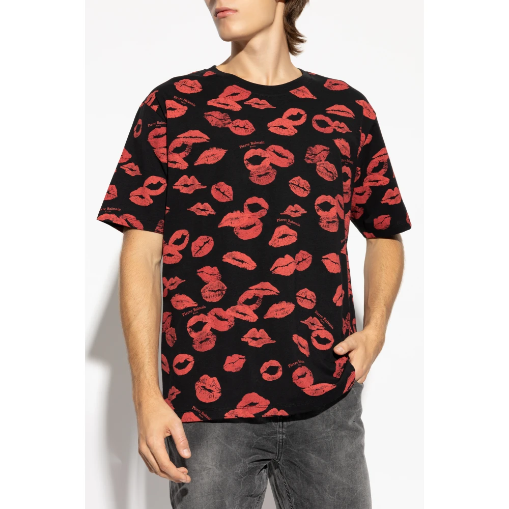 Balmain T-shirt met print Black Heren