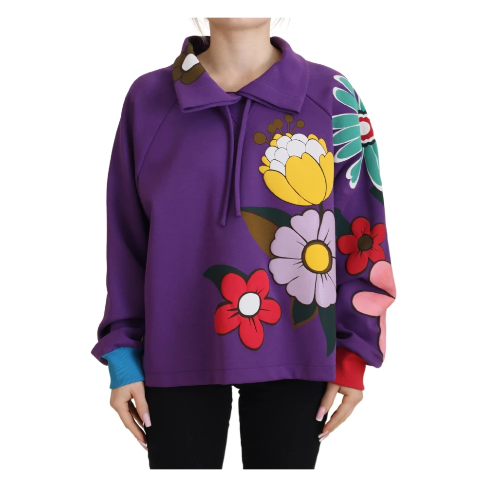 Dolce & Gabbana Women's Purple Floral Print Sweatshirt