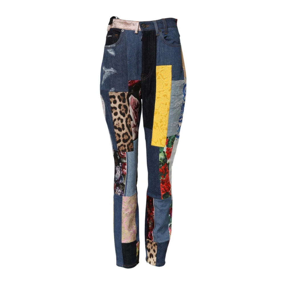 Dolce & Gabbana Women's Multicolor Patchwork Skinny High Waist Jeans