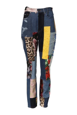 Multifärgad Patchwork Skinny High Waist Jeans