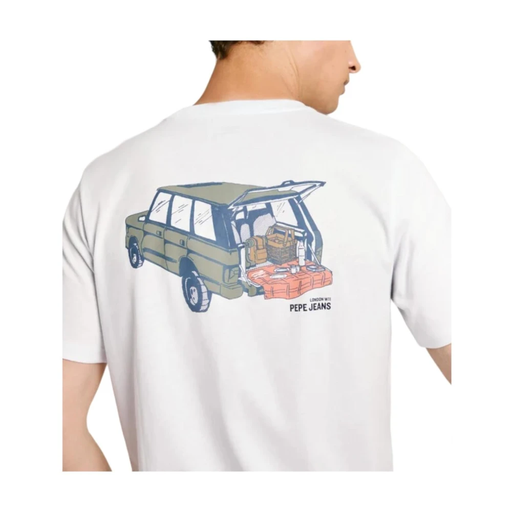 Pepe Jeans Jeep Grafisch Logo Katoenen T-shirt White Heren