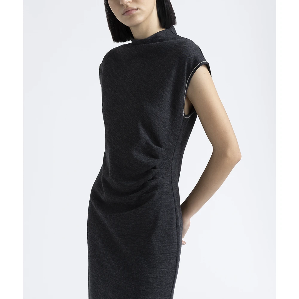 PESERICO Vloeibare wol-katoenen jersey jurk Gray Dames