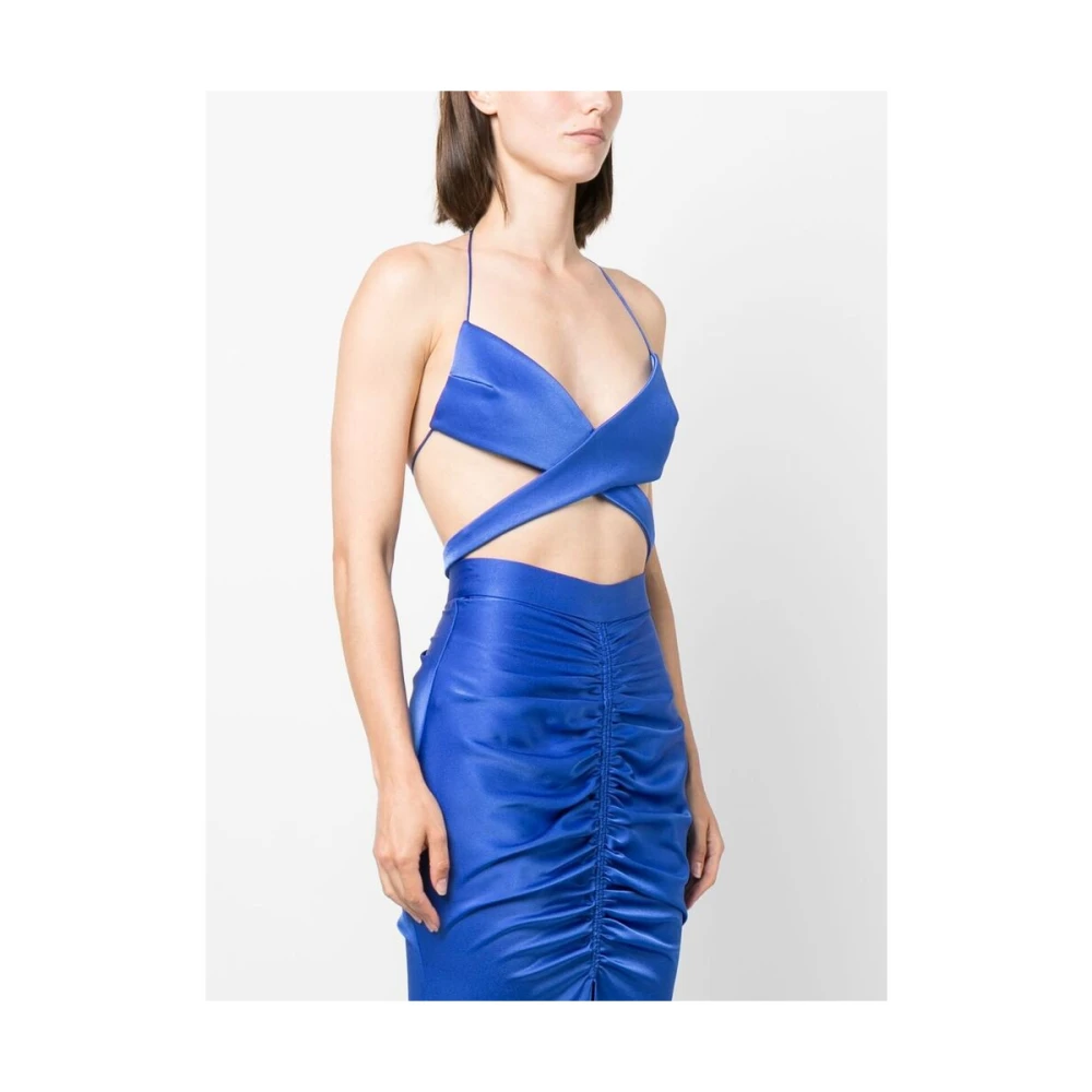 Alex Perry Blauwe Cut-out Wraparound Top Blue Dames