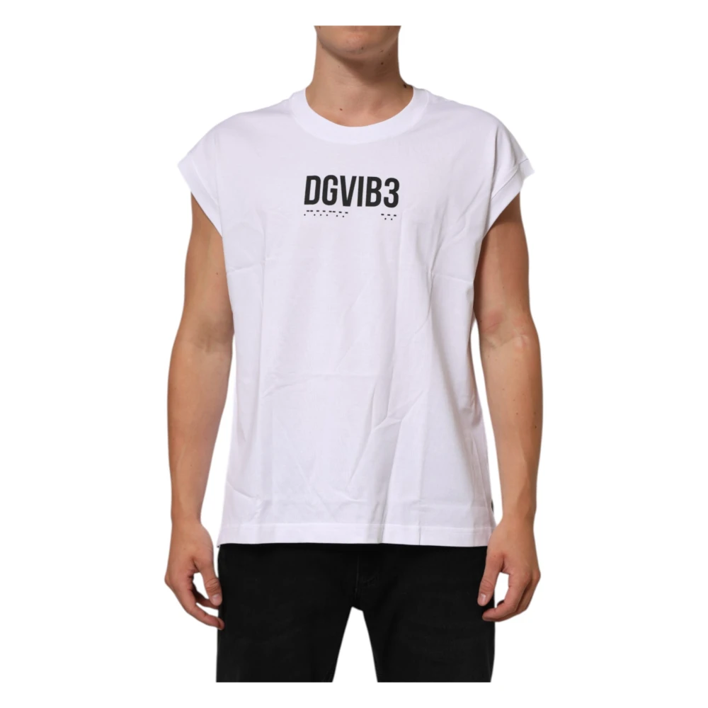 Dolce & Gabbana Men's White Cotton Printed Tank Top - T-Shirts - Xs - Tops