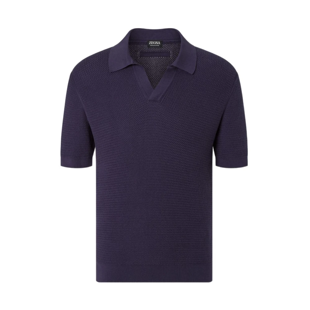 Zegna Men's Blue Polo Shirts, M, Polo Maniche Corte