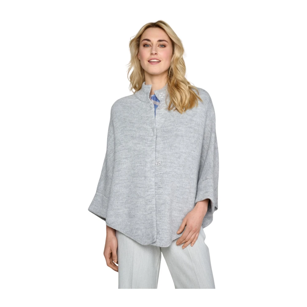 Marie Méro Grijze Geknoopte Cape voor de Herfst Gray Dames