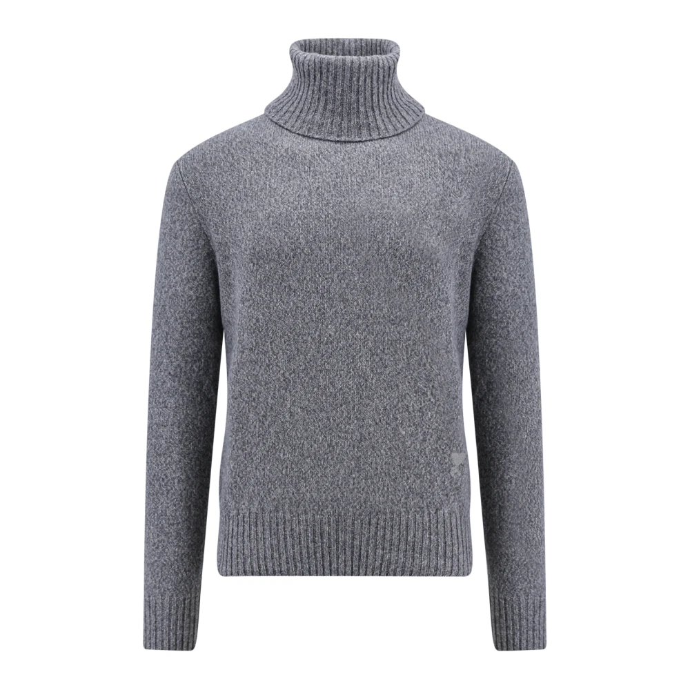 Ami Paris Luxe Cashmere Blend Turtleneck Sweater Gray Heren