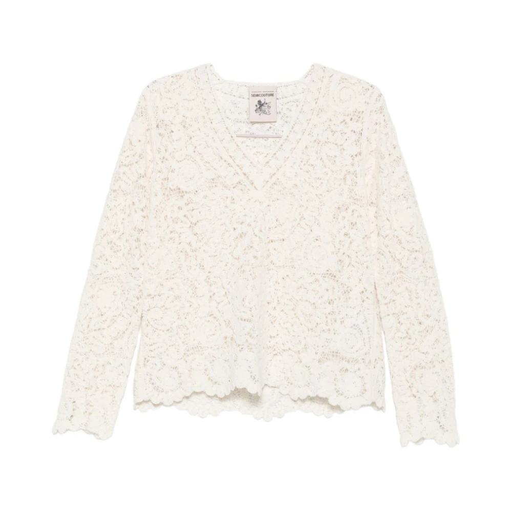 Semicouture Donna Bianco - Maglia Scollo A V - Knitwear - M