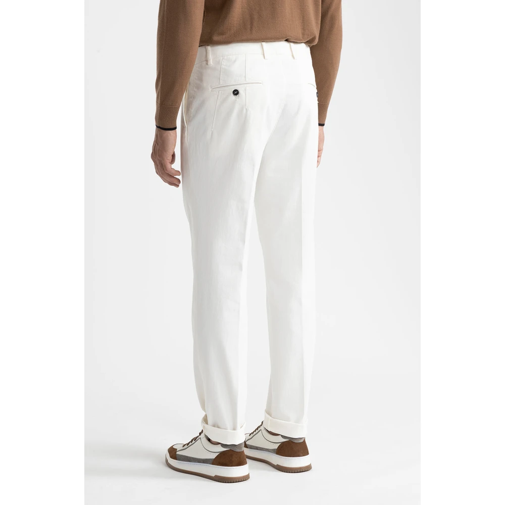 PESERICO Stretch katoenen chino's White Heren