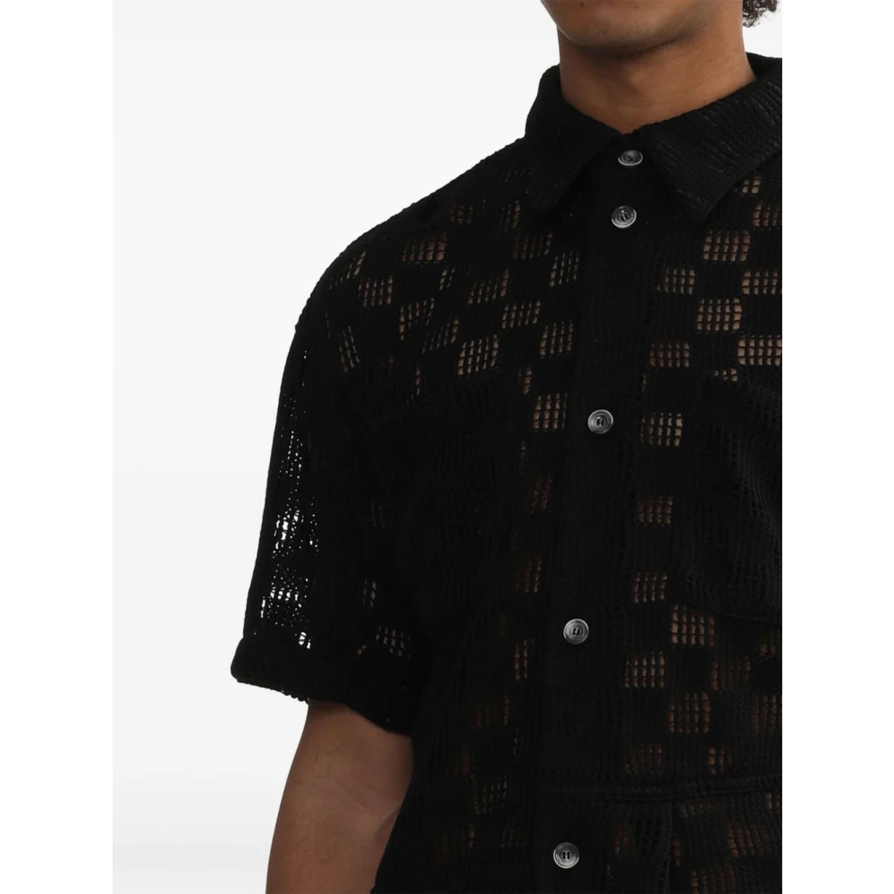 Andersson Bell Zwart Geruit Gebreid Overhemd Stijlvol Casual Black Heren
