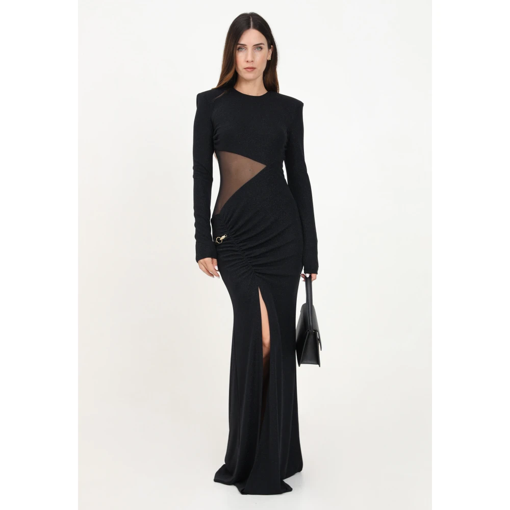 Just Cavalli Lange Zwarte Jurk met Cut-out Detail Black Dames