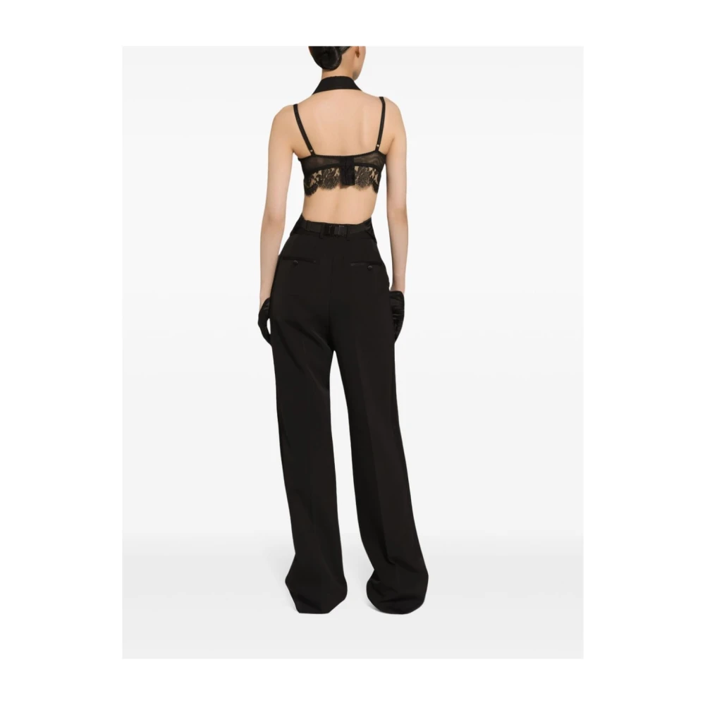 Dolce & Gabbana Zwarte Wol Gabardine Tailored Broek Black Dames