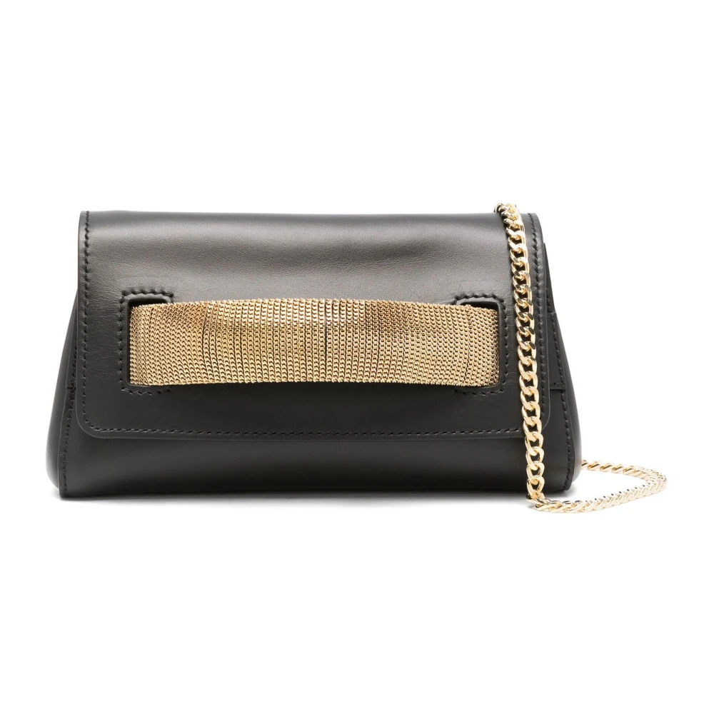 Orciani Zwarte Nappa Leren Clutch Tas Black Dames