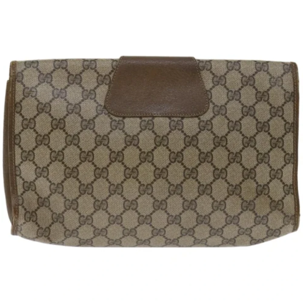 Gucci Vintage Pre-owned Leather clutches Beige Dames