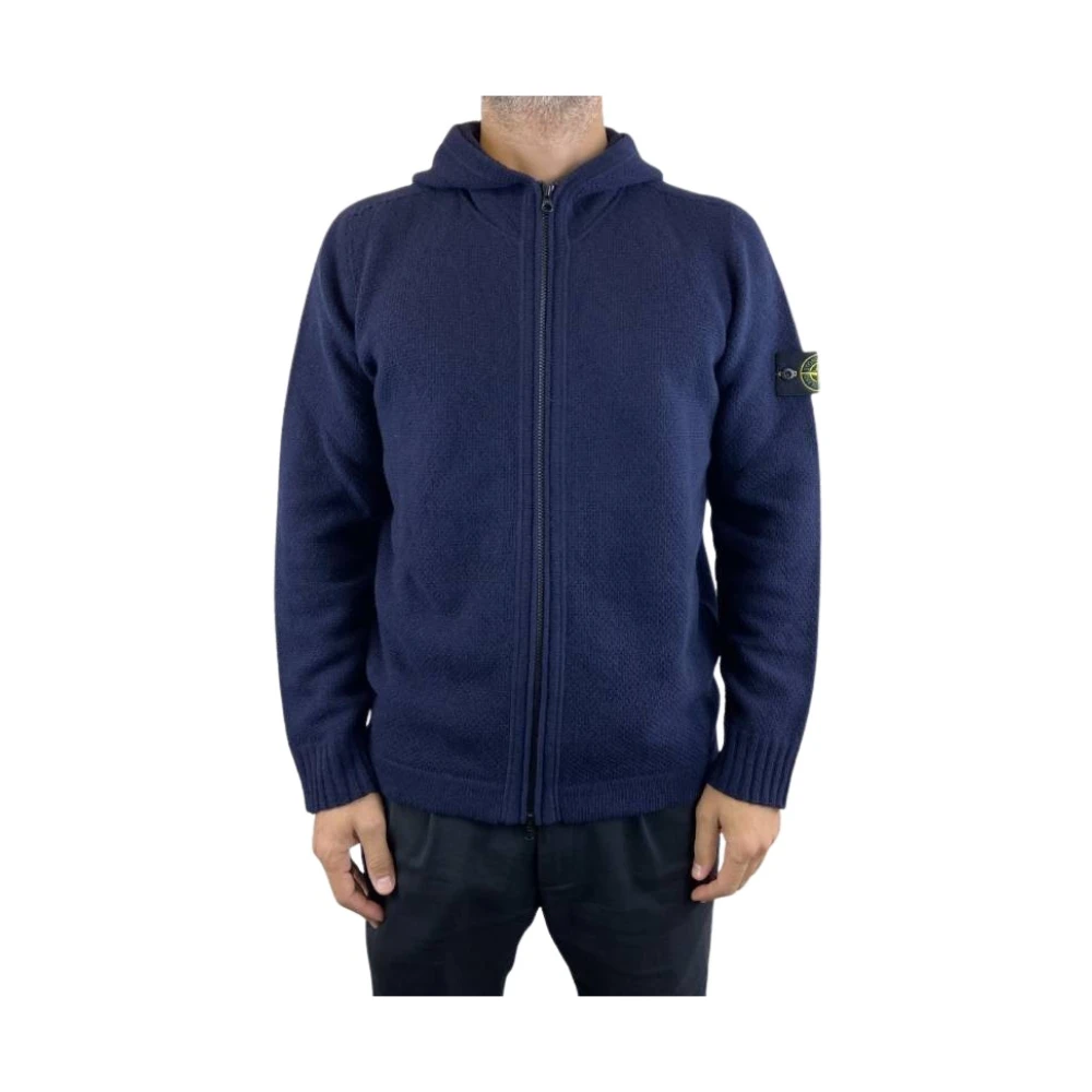Stone Island Blauwe Rits Hoodie Blue Heren