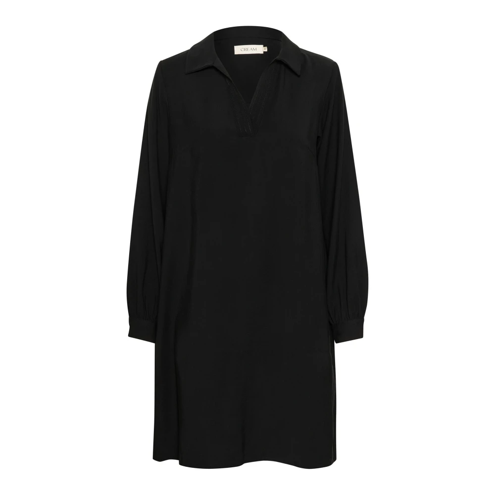 Cream Elegante Zwarte Jurk met Lange Mouwen Black Dames