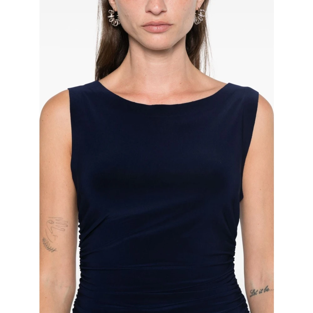Norma Kamali Navy Blue Bodycon Jurk Gerimpelde Details Blue Dames