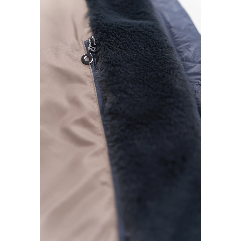 Bugatti Changierenden Steppjacke met Kunstbont kraag Blue Dames