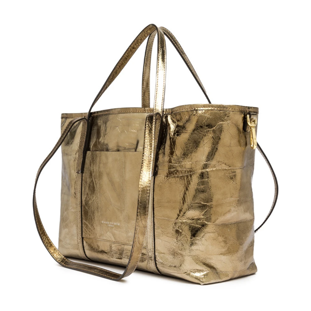 Gianni Chiarini Gouden Leren Handtas Superlight Shopping Yellow Dames