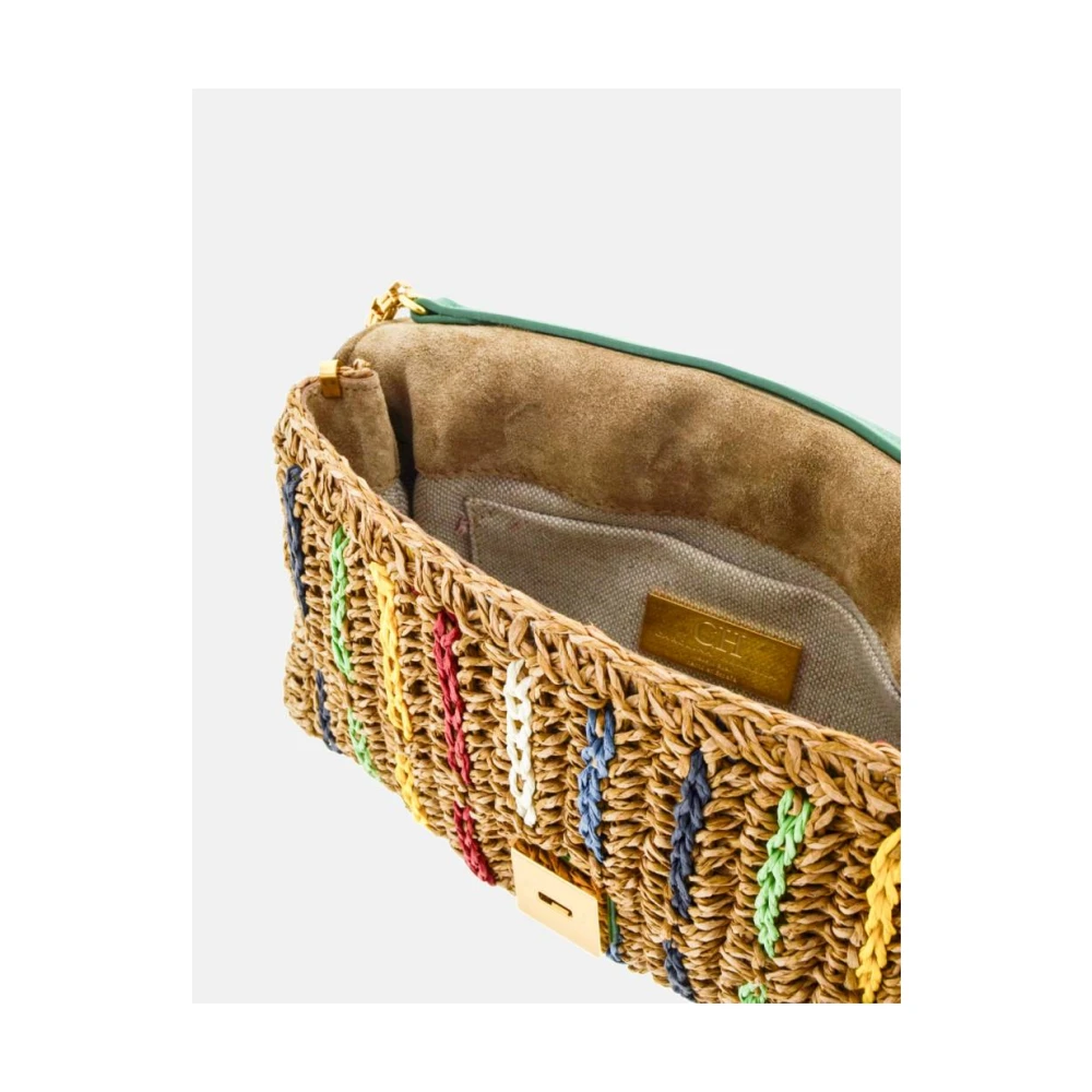 Carolina Herrera Gestreepte Soft Clutch met Gouden Armband Multicolor Dames