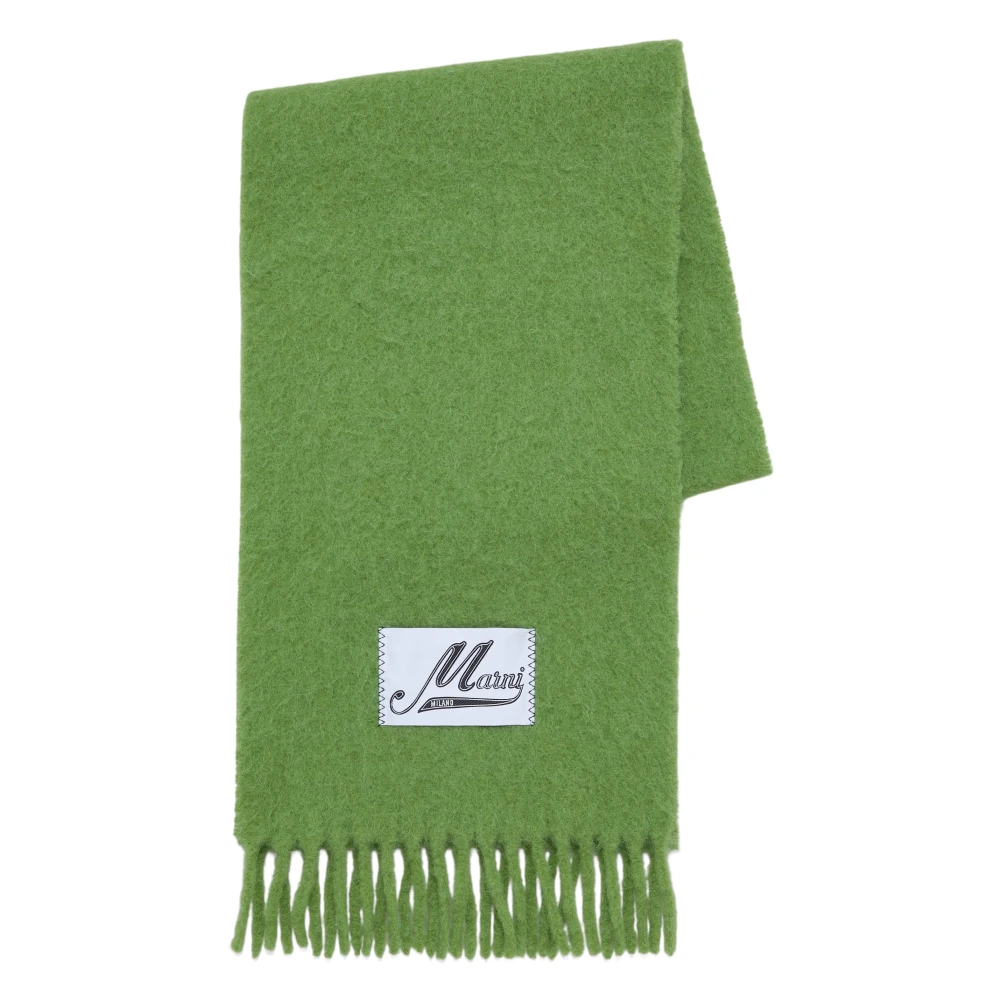 Marni Geborstelde alpaca sjaal met franjes Green Heren