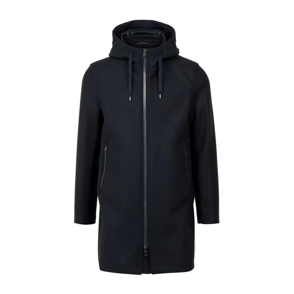 Herno Mannelijk Blauw Parka Met Capuchon