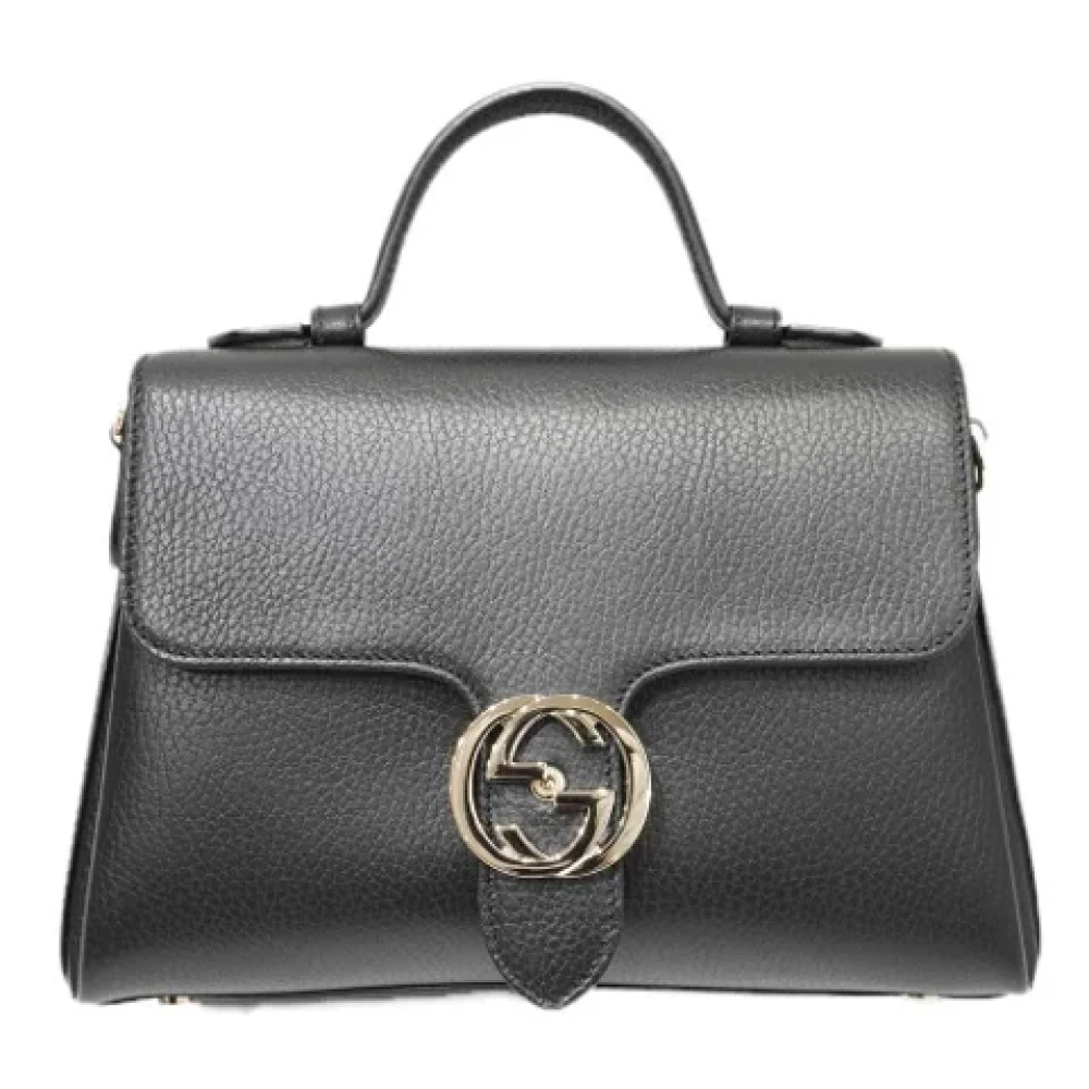 Gucci Vintage Zwarte Leren Tas Black Dames Kledingwinkel.nl