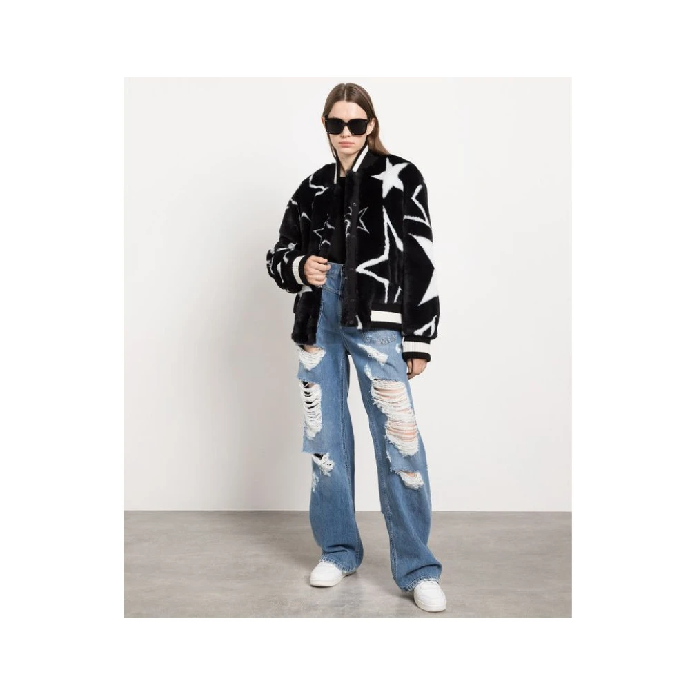 Dolce & Gabbana Zwarte Acryl Bomberjack met Sterrenprint Black Dames