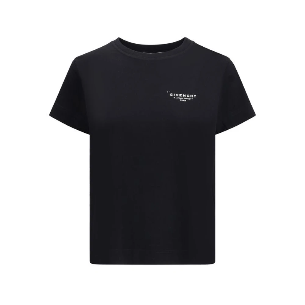 Givenchy Kvinno Svart Toppar Dam, M, Bomull, Logotyp Bomull T-Shirt