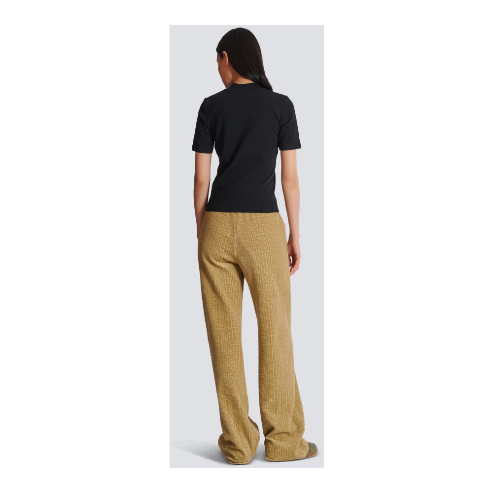Balmain Geborduurd Signature T-shirt Black Dames