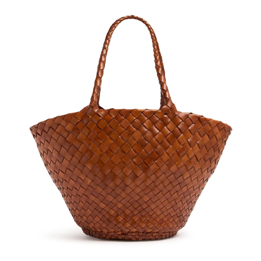 Dragon Diffusion Handgeweven Leren Winkelmand Lichtbruin Brown Dames